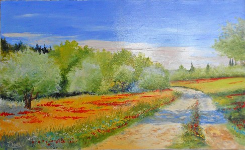 Jean Marie Ferrer artiste peintre de Provence, vente en ligne de tableaux à l'huile au couteau sur toile au couleurs de la Provence. Campagne provençale.