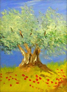 Jean Marie Ferrer artiste peintre de Provence, vente en ligne de tableaux à l'huile au couteau sur toile au couleurs de la Provence. Tableaux petits format. Le vieil olivier.