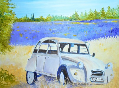 Jean Marie Ferrer artiste peintre de Provence, vente en ligne de tableaux à l'huile au couteau sur toile au couleurs de la Provence. Tableaux représentant des personnages.La dedeuche du peintre.