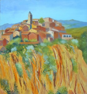 Jean Marie Ferrer artiste peintre de Provence, vente en ligne de tableaux à l'huile au couteau sur toile au couleurs de la Provence. Le village de Roussillon.