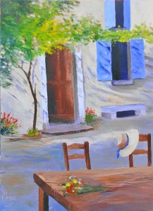 Jean Marie Ferrer artiste peintre de Provence, vente en ligne de tableaux à l'huile au couteau sur toile au couleurs de la Provence. Les volets bleus.